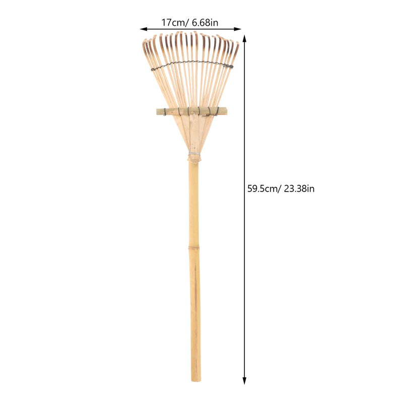 Bamboo Rake for Leaves Garden Hand Rake Lightweight 23.4 Inch Wooden Handle Lawn for Soil Loosening Gardening and Yard Care | for Leaves Soil Spreading Lawn Care Yard Tool for Landscaping 23.38x6.68X1.57In