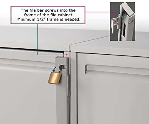 File Cabinet Locking Bar. Fits 4 Drawer File Cabinets. Includes Cobalt Drill Bit. (Beige) Beige