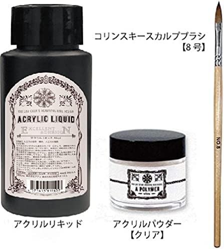 Nail Acrylic Set Acrylic Liquid 55ml + Acrylic Powder 28g + Scalp Brush (No. 8, Clear) - NewNest Australia