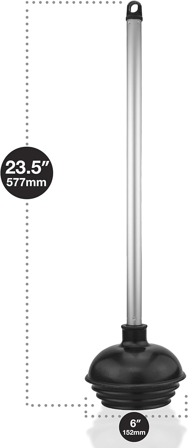 NEIKO 60166A Toilet Plunger with Patented All-Angle Design, Heavy-Duty Toilet Bowl Plunger with Aluminum Handle, Bathroom Necessity , Black, 1-Pack 1 Pack