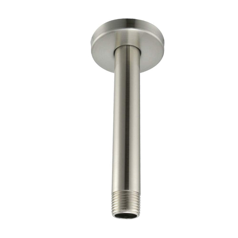 Purelux Straight Shower Arm 6 Inches Water Outlet PJ0612, Brushed Nickel Made of Stainless Steel with Gasket Flange 6 Inch Ceiling Mount - Brushed Nickel