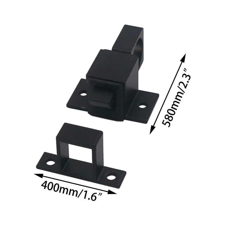 Self-Closing Latch, Security Pull Ring Spring Bounce Door Bolt for Window Shed, Gate Toilet, Bedroom and Pet Dog cage (Black) 2PCS Black
