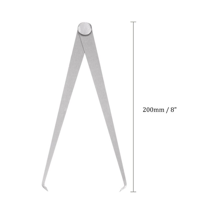 Firm Joint Inside Caliper - [8 Inch] Stainless Metal Firm Friction Joint Measurement Tool for Size Measuring Use, Silver Tone 8 Inch