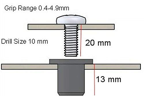 M5 Neoprene Well Nut M5 with 20mm Stainless Steel Pozi Screw (Pack 6) (E)
