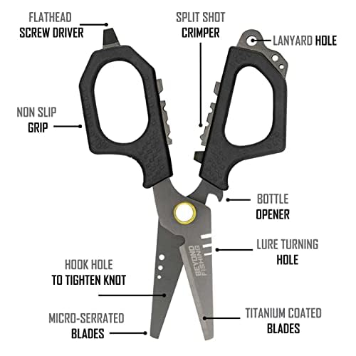 Beyond Fishing 6.5" Pro Fishing Shears Dual Serrated Blades, Fishing Braided Line Scissors With Titanium Coating, Non-Slip Grip & Multifunction Tool, Includes Hard Molded Locking Sheath Pink