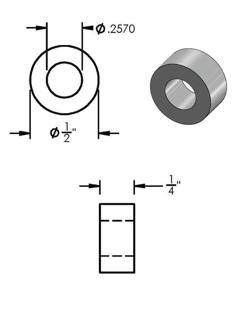 Aluminum Spacer 1/2" OD x 1/4" ID x Choose Your Length, Round Spacer Unthreaded Standoff Bushing Plain Finish, Fits Screws Bolts 1/4" or M6 by Metal Spacers Online (1/4" Length, 25 Pack) 1/4" Length