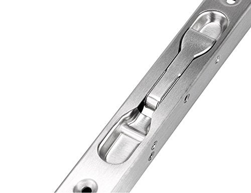 TOGU 18" Solid Stainless Steel Lever Action Flush Bolt, Concealed Security Door Lock for Composite, French, Wood, Double & Dummy Doors, Brushed Stainless Steel Finish, 2 Pack