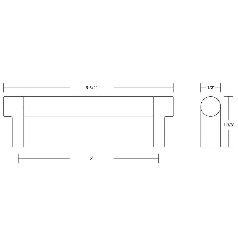 Emtek Select Knurled Cabinet Pull with Satin Brass (US4) Stem Finish - Choice of Size - 84054.RECUS4.KNUS4 - Center-to-Center: 5"