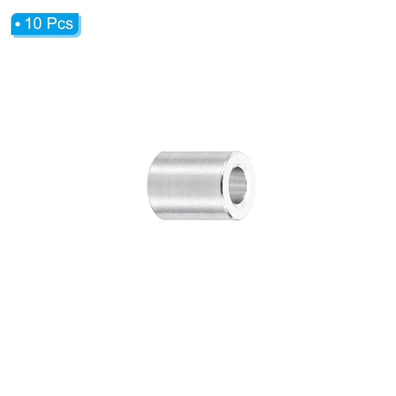 PATIKIL M2 Aluminum Spacers, 10 Pcs Metal Spacer Aluminum 2.1mm ID x 4mm OD x 5mm L Aluminum Spacer Screw Standoff Round for M2 Screw Bolts
