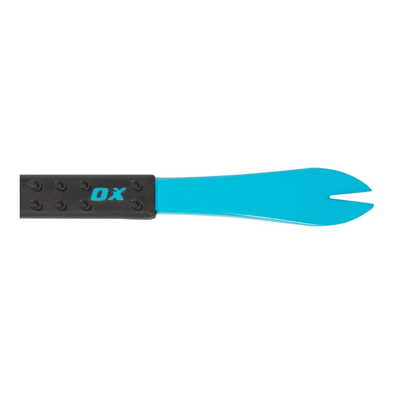 OX Tools Unique Hammer Head 12" Pry Bar - Multi-Functional Tool with Cats Paw, Crowbar | Rubber Grip, Polished Beveled Claws - Forged Steel Design for Strength and Durability Claw Bar 12-Inch