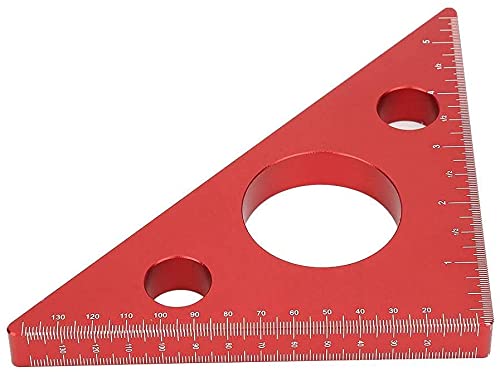 Apple&Orange Aluminium Alloy Woodworking Triangle Ruler Inch Metric Measuring Tools 45 Degree Carpentry Squares Precision Woodworking Tools (Large) Large