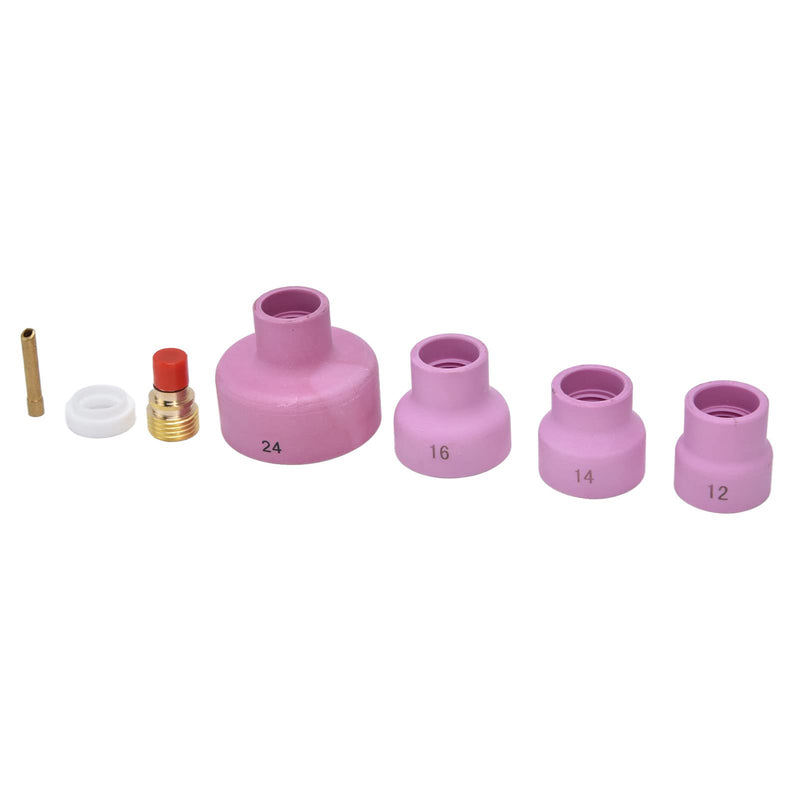 Zerone Welding Torch Accessories Kit, 7Pcs for WP 9 20 25, Ceramic Nozzle +Electrode Holder+PTFE Front Cover(2.4mm) +Connector, Corded Electric, Modern Style