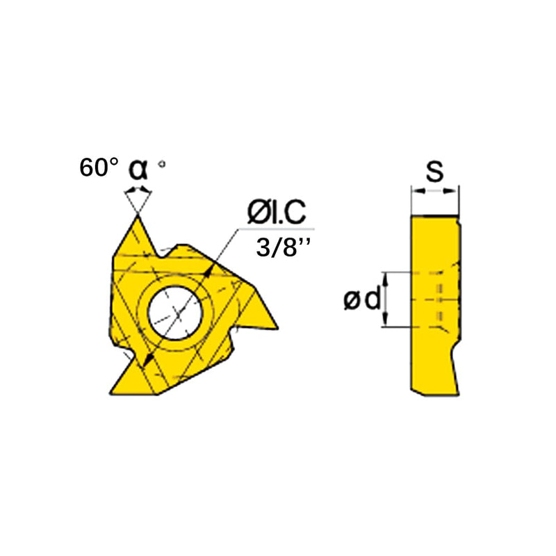 16ER/IR AG60 (Bronze) Carbide Inserts Laydown Threading 60 Degree External for Steel or Stainless Steel, 10pcs 16ER AG60