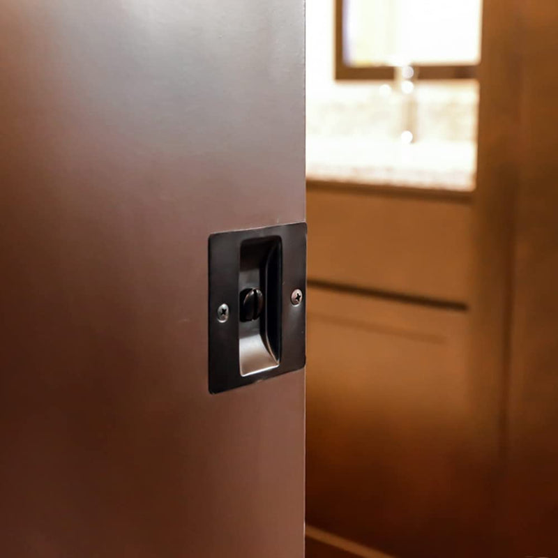 Design House 2-Pack Sliding Door Lock - Contemporary Square Pocket Door Hardware, Oil Rubbed Bronze, Design House 182139