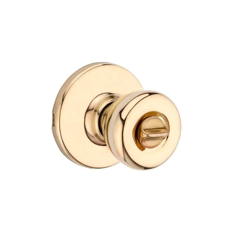 Kwikset Tylo Interior Privacy Door Knob with Lock, Door Handle For Bathroom and Bedroom, Polished Brass Keyless Turn Lock Doorknob, 1 Count (Pack of 1) Standard Packaging