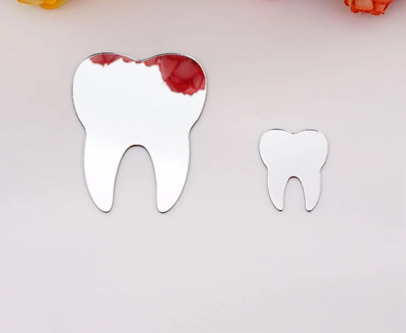 50pcs of DIY Teeth Shape Wall Mirror Sticker, Dental Care Mirrored Teeth Decals for Dentist Clinic Party Decoration (2'', Silver Mirror) 2''