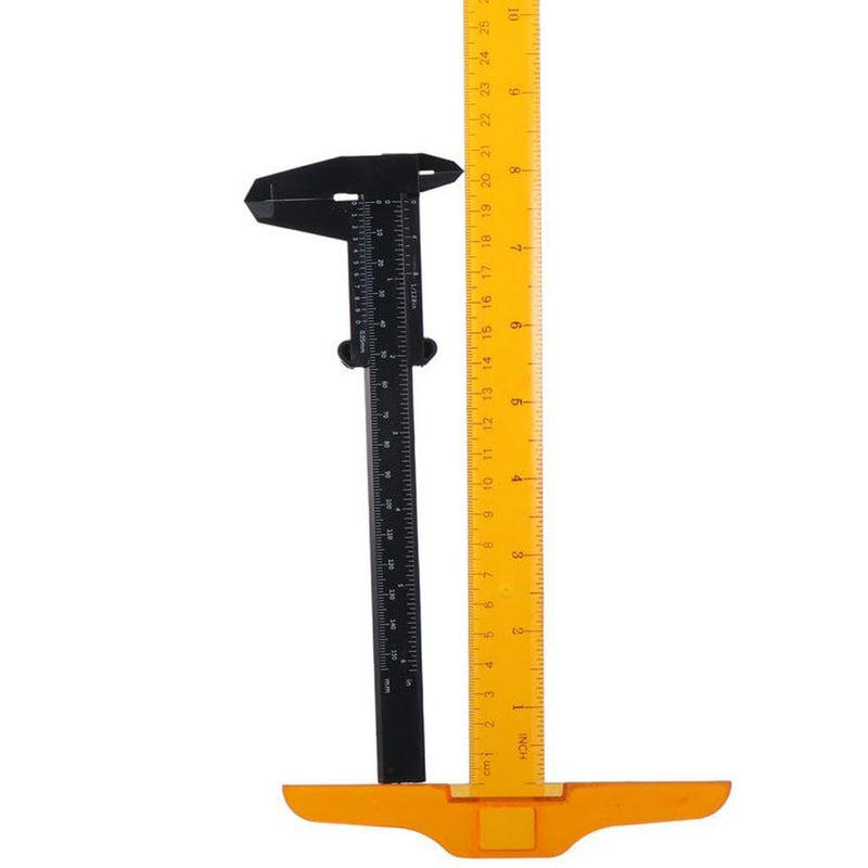 Mini Caliper 5PCS Black Durable 6Inch 150mm Plastic Vernier Caliper Convenient Double Scale (Metric/Inch) Sliding Gauge Ruler Student Office