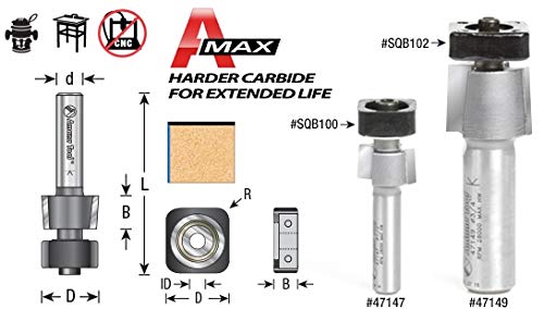 Amana Tool - 47149 Carbide Tipped Laminate Trimmer with Euro Square Bearing 3/4 Dia x 5/8