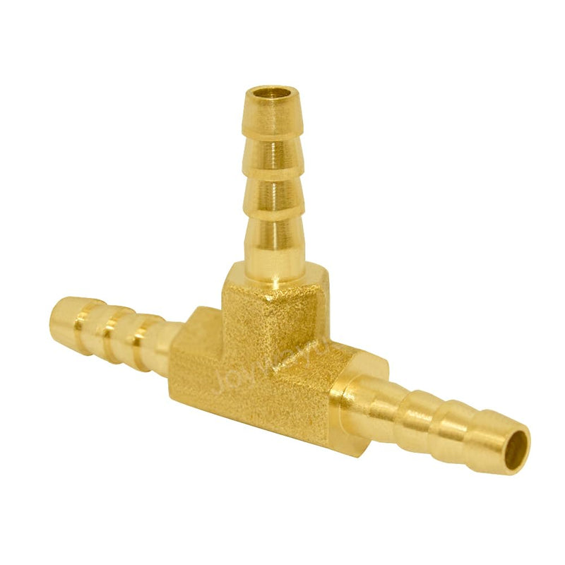 Joywayus 1/8" Brass Hose Barb, Tee 3 Way Union Pipe Fitting for Water/Fuel/Air (Pack of 3) Tee-1/8-3PCS
