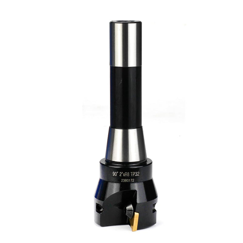 Indexable End Mill with 3 Pcs TPCN32PDTR Tpg32 Carbide Inserts, 2" Cutting Diameter, 6" Overall Length, 90 Degree, R8 Shank, TP32, 3 Flutes