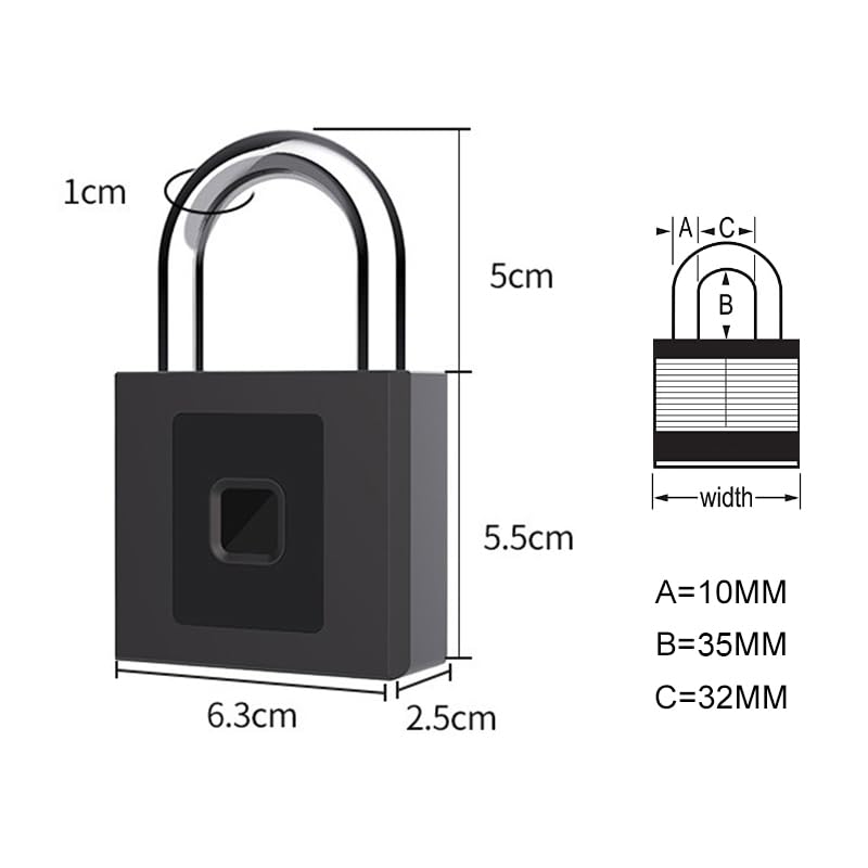 Gate Padlock Combination Padlock: Fingerprint Phone App Locker Lock eLinkSmart - Keyless Padlock Outdoor Waterproof Heavy Duty 1CM Shackle Support iOS Watch