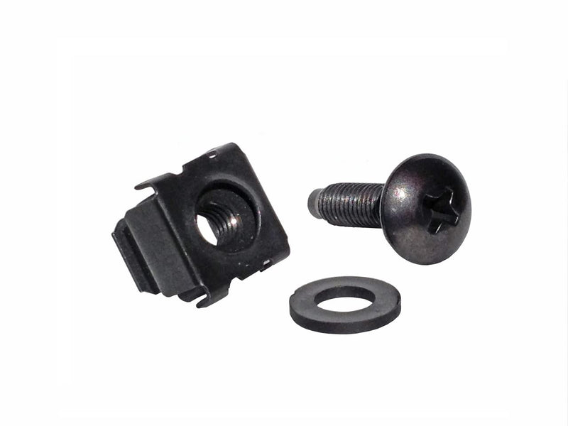 RackGold® Black M6 Cage Nut & Screws w/Washers 50-Pack - USA Made