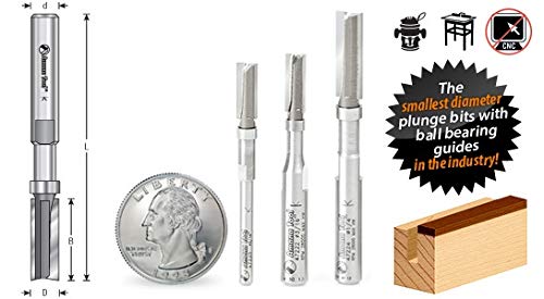 Amana Tool - 45475 Carbide Tipped Flush Trim Plunge Template 3/8 Dia x 1/2 x 1/4" Shan 3/8 Dia x 1/2 x 1/4" Sh