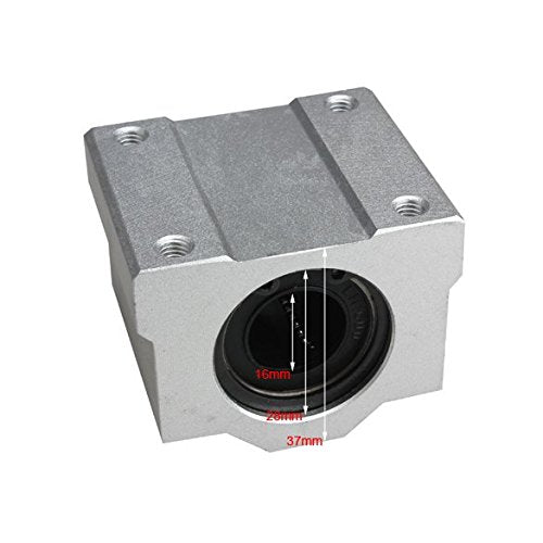 4pcs SC16UU Linear Motion Ball Bearing Slide Block, Linear Ball Bearing Slider Slide Bushing for Replacement CNC,Aluminum Block SC16UU Bearing Slide Block Linear Guide Rail bearings