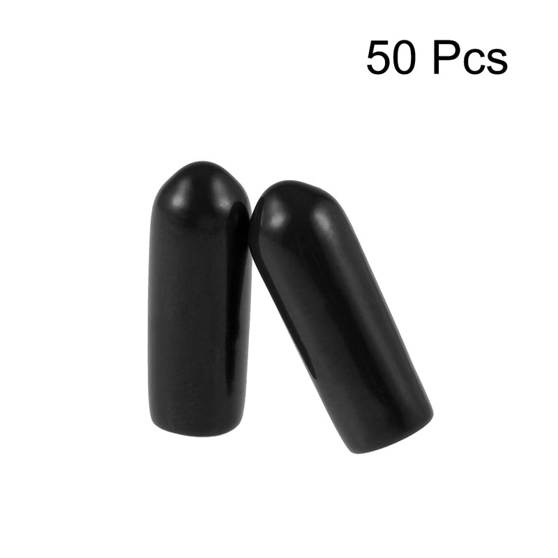 uxcell 50pcs Rubber End Caps 4mm ID Vinyl Round Tube Bolt Cap Cover Screw Thread Protectors Black, 0.16 inch