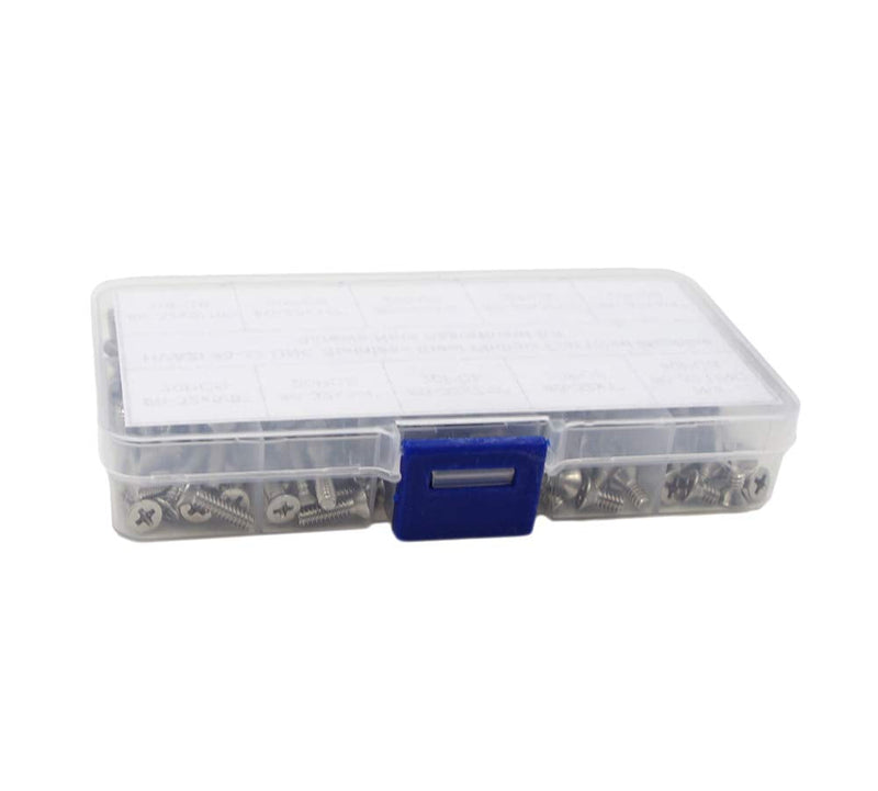 #6-32 UNC Stainless Steel Phillips Flat Head Machine Screws Nuts Assortment Kit #6-32UNC
