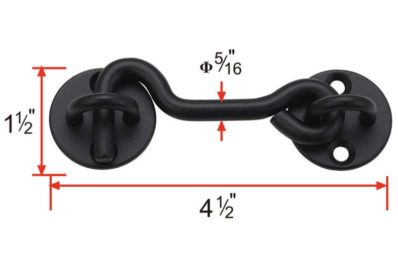 4” Privacy Hook and Eye Gate Latch Easy Lock for Barn Door, Black 1