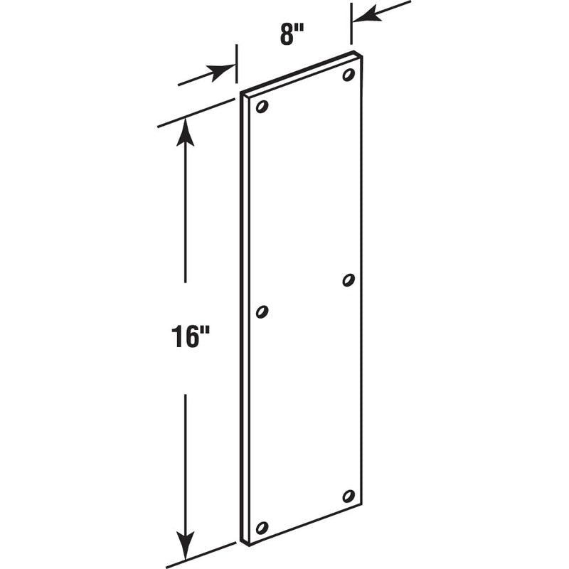 Prime-Line J 4636 Push Plate, 8 x 16 In., 630 Stainless Steel (Single Pack), Gray