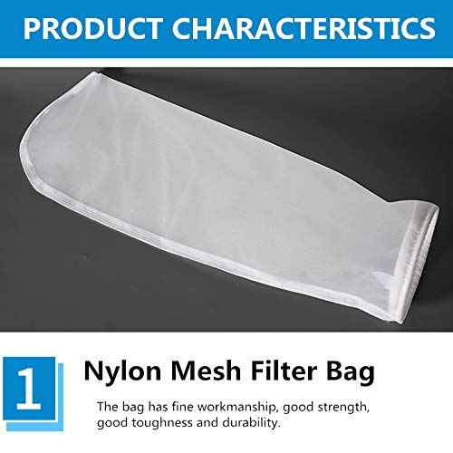 Nylon Mesh Monofilament Filter Socks Bag 50 Micron 7 Inch Ring by 16 Inch Long NMO Liquid Filter Bag Size 1-1Pack (50 Micron 7" x 16") 50 Micron 7" x 16"