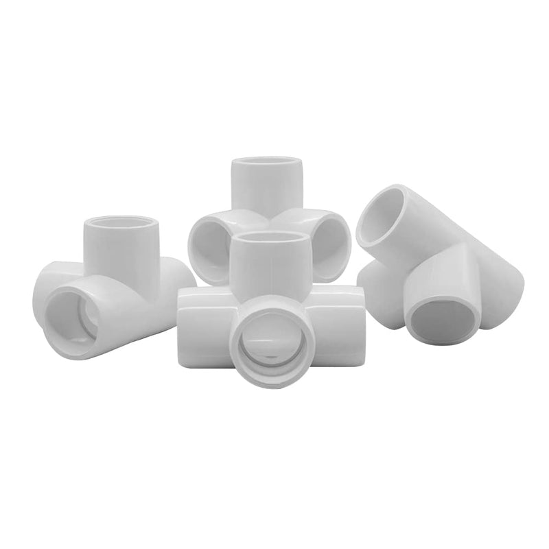 1/2Inch Tee PVC Fitting 4 Way Elbow Connector, Furniture Grade 90 Degree Elbow Side Outlet, Corner Fittings for Building Furniture Greenhouse Shed Pipe Fittings Tent Connection (Pack of 8) White 1/2“