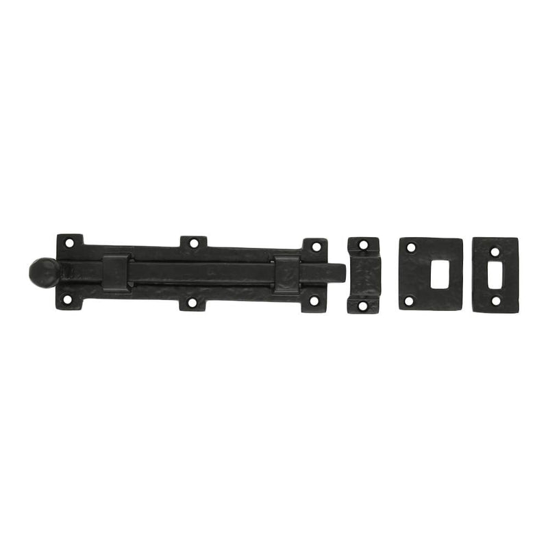Set of 2 Iron Surface Door Slide Bolt, 5 3/8 x 1 1/2 Inch, Gate Latch, Black Powder Coat Finish