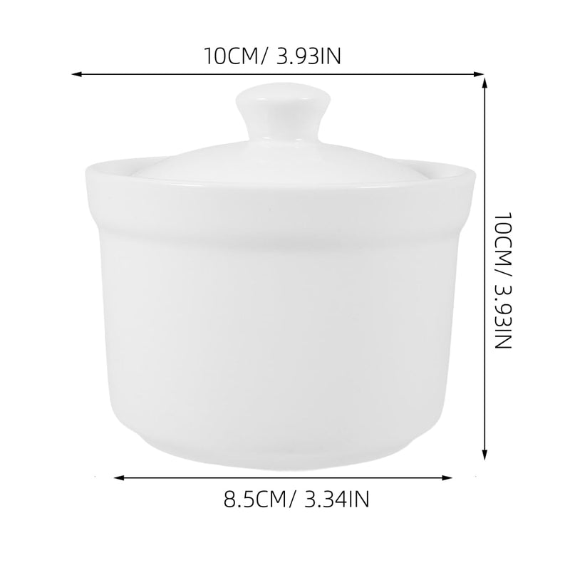 Luxshiny 2pcs Soup Cups with Lids White Ceramic Stew Pot with Lid Steam Soup Bowl Steaming Cup Soup Noodle Bowl Stockpot Cookware for Egg Custard Medicinal and Birds Nest 4 Inches