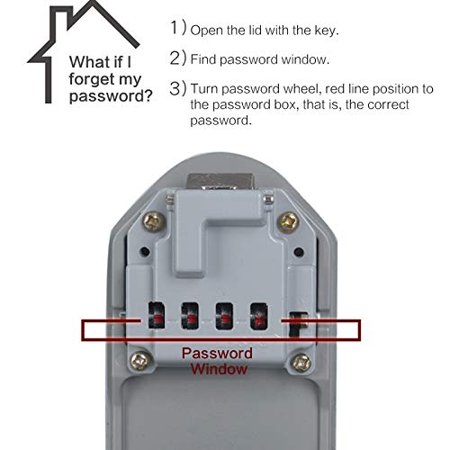 New Wall Mount Key Storage Lock Box with Key and 4-Digit Password Access Emergency Unlock Weather Resistant Steel for Indoors Outdoors Grey Gray