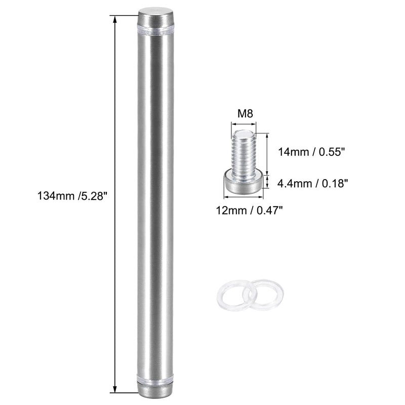 uxcell 1/2 Dia x 5-1/4"(12x134mm) Double Head Standoff Screws Acrylic Glass Nails 4pcs 134mm