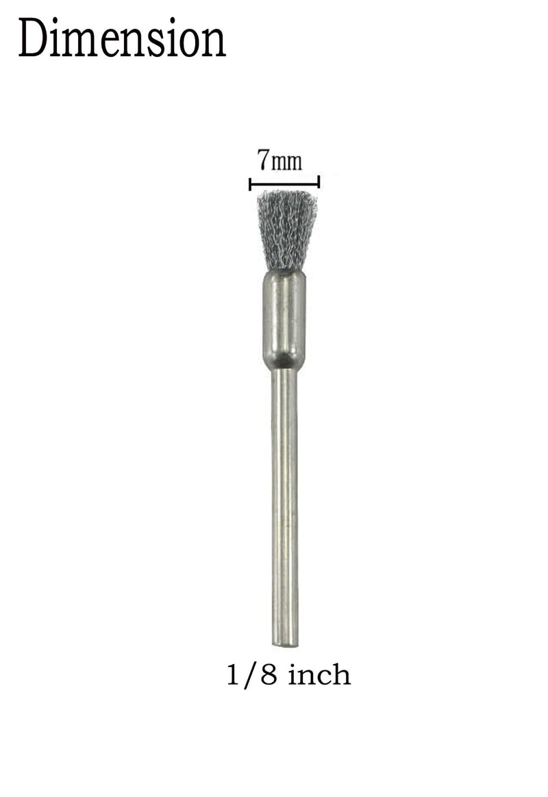 50 Pcs Pen Shape Wire Brush Set 1/8'' Shank Stainless Steel Wire Brushes End Brush for Rotary Tools 50Pc Pen Shape Brush