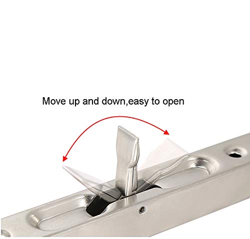 TOGU 18" Solid Stainless Steel Lever Action Flush Bolt, Concealed Security Door Lock for Composite, French, Wood, Double & Dummy Doors, Brushed Stainless Steel Finish, 2 Pack