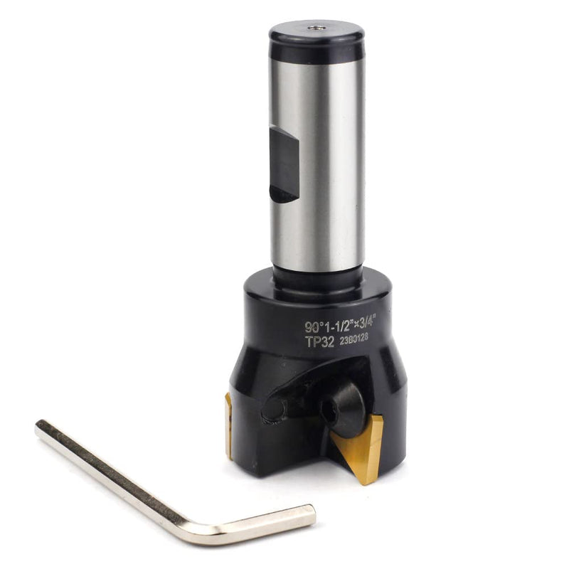 OSCARBIDE Indexable End Mill 3/4''Straight Shank,1-1/2'' Cutting Diameter, 3-1/2"Overall Length,TP32,3 Flutes with 3 Pcs TPCN32PDTR Tpg32 Carbide Inserts