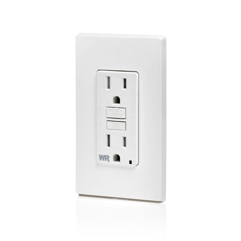 Leviton GFCI Weather-Resistant Outlet, 15 Amp, Self Test, Tamper-Resistant with LED Indicator Light, Outdoor Locations, GFWT1-W, White