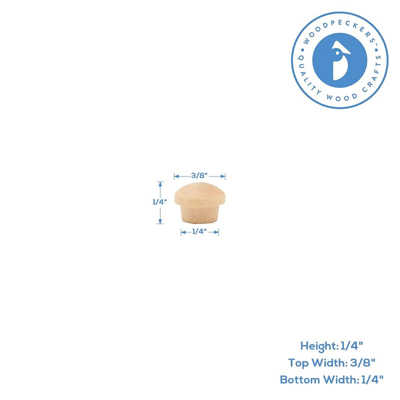 Wood Hole Plugs 1/4 inch, Pack of 100 Maple Button Top Wood Plugs for Screw Holes, by Woodpeckers
