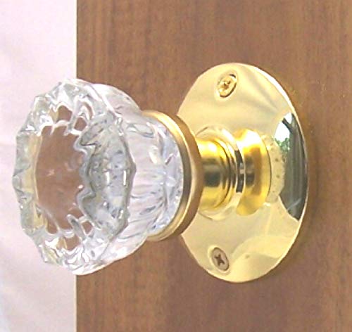 Rousso's Reproductions Crystal Glass Door Knob-Dummy/French Surface Mount is a Sparkling Antique Replica (Polished Brass Hardware)