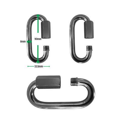 2 Pieces Stainless Steel 316 Marine Grade Quick Link Carabiner 5/16" (8mm) for Chain, Rope, Swing Cable Connector and Other Uses, Versatile