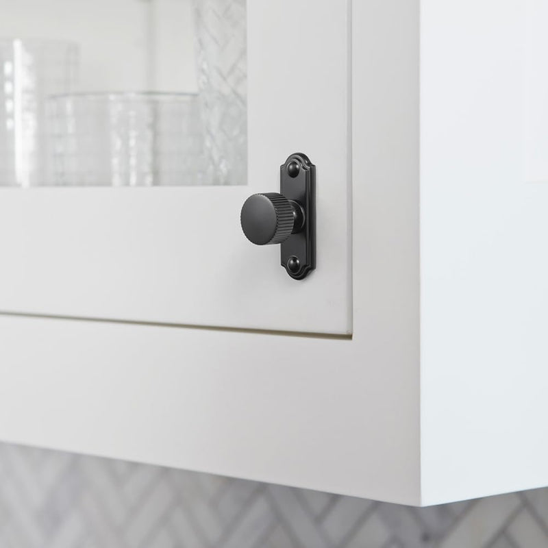 Goo-Ki Black Zinc Alloy Cabinet Knob with Backplate - Single Hole Center Cabinet Pull Hardware for Bedroom, Kitchen, 2 Pack（9596-C）