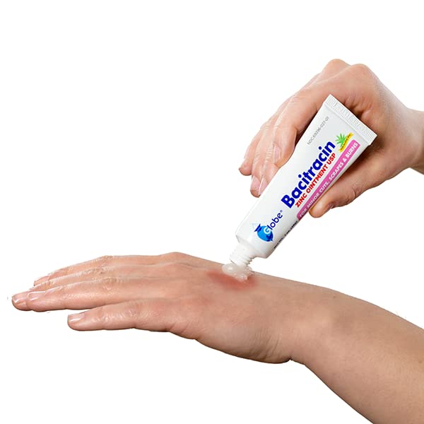 Globe Bacitracin Zinc 1 oz Tube, First Aid Antibiotic Ointment Helps to Prevent Infection in Minor cuts, scrapes and Burns 1 Ounce (Pack of 1)