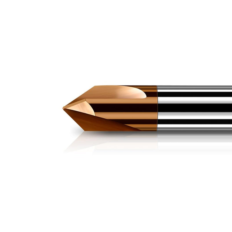 Carbide Chamfer End Mill 90 Degree 1/4" Shank Dia - Carving Bits, V Groove,Tisin Coated 3 Flute - for Alloy Steels, Hardened Steels 1/4" 90° for Steel