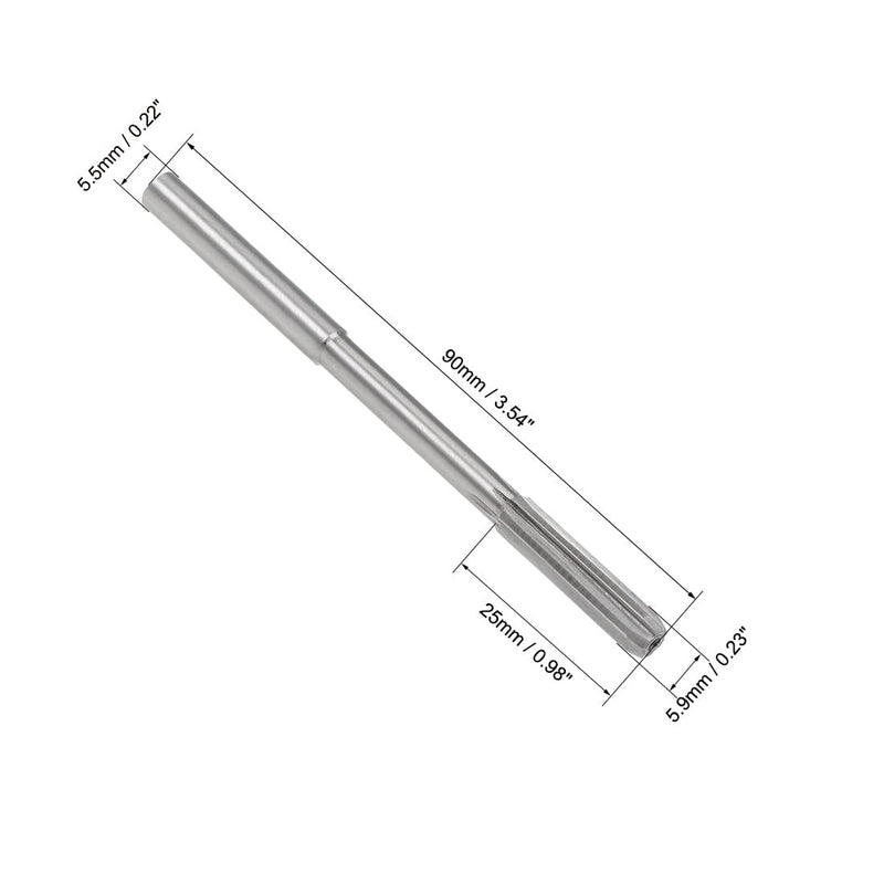 uxcell 5.9mm Chucking Reamer, HSS Cobalt M35 Lathe Machine Reamer D4 6 Straight Flutes, Round Shank Milling Cutting Tool, for Stainless Steel Alloy Copper Metal