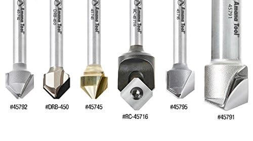 Amana Tool - 45794 Carbide Tipped Double Edge Folding V-Groove 90 Deg x 0.090" Tip Wid 3/8 CH x 1/2 D x 1/2 Inch
